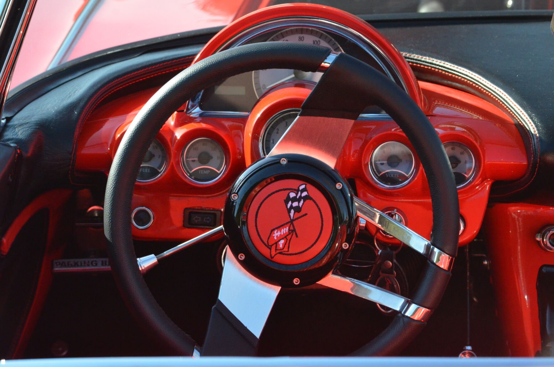 The dashboard of Jerry Lyndon's 1959 Corvette he custom-built.